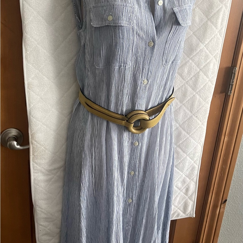 New Ralph Lauren Blue Striped Dress with matching tie belt
